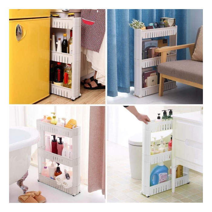 Carrito Organizador Con Ruedas y 3 Estantes