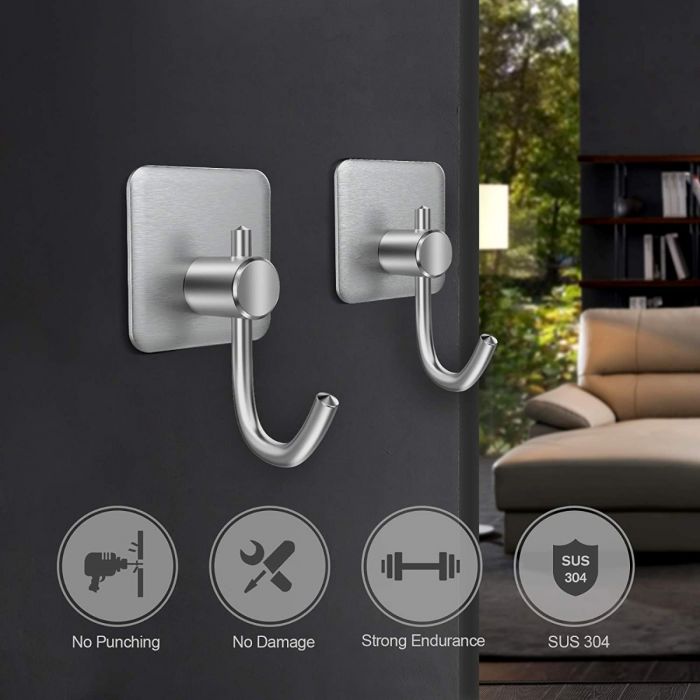 X4 Gancho Garfio Autoadhesivo Plateado