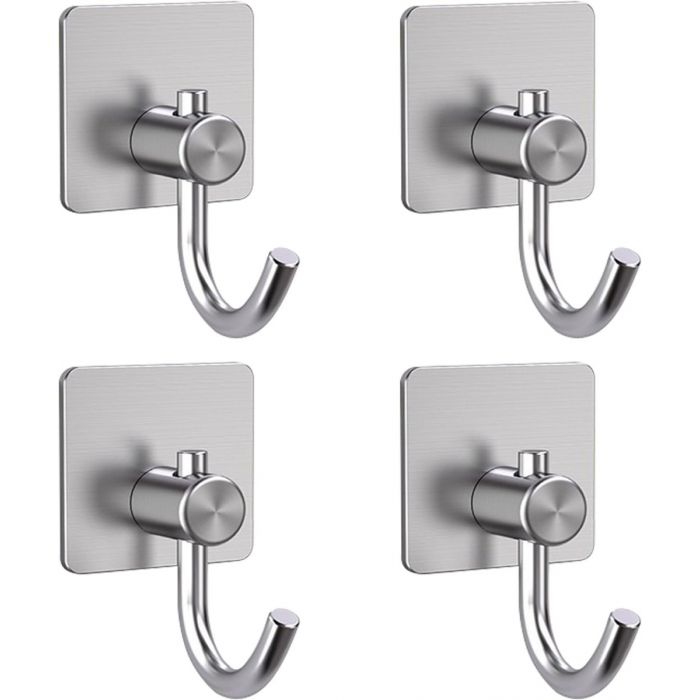 X4 Gancho Garfio Autoadhesivo Plateado