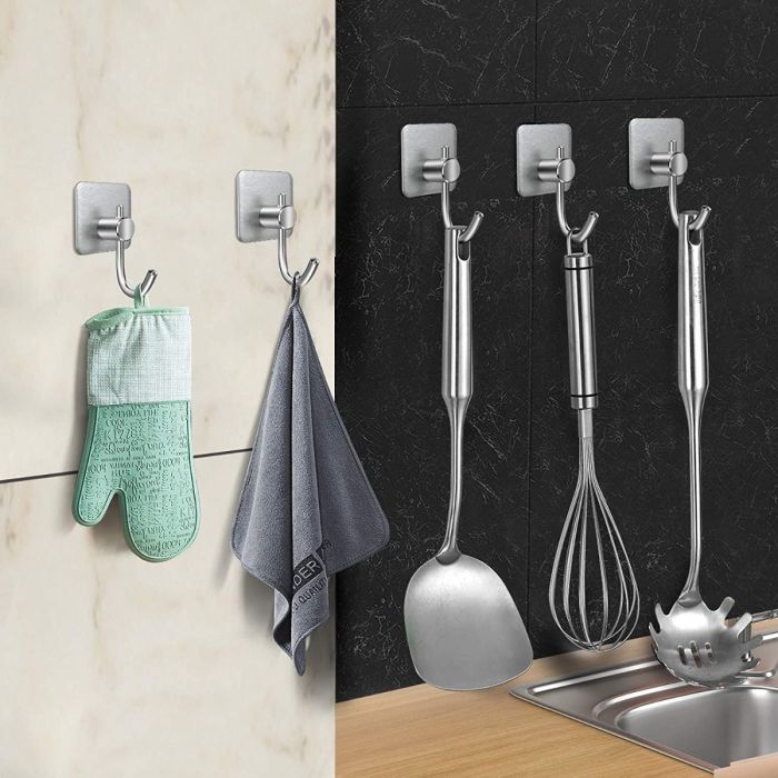 X4 Gancho Garfio Autoadhesivo Plateado