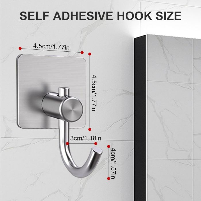 X4 Gancho Garfio Autoadhesivo Plateado